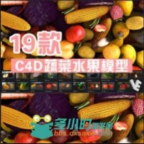 19种常见水果蔬菜含贴图3D模板E3D/C4D三维模型