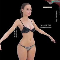 高品质逼真完整全身女性人体3D模型