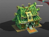 小竹楼房子 卡通Q版MAYA 3D建筑模型