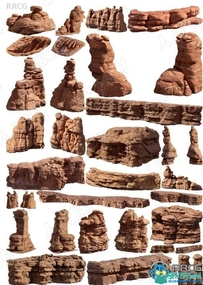Megascans出品逼真峡谷岩石3D模型合集