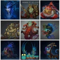 欧美Q版怪物角色游戏美术原画素材资源