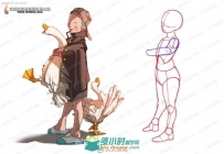 小森林人体结构参考骨骼提炼曲线绘画参考素材原画插画...