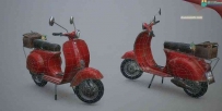 旧时代老式红色小摩托3dmax模型