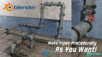 Geometry Nodes Pipes几何节点管道制作Blender插件V1.1版