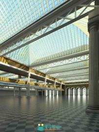 罗马圆柱大型展厅室内场景模型