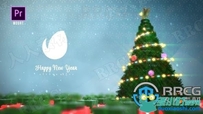 圣诞节主题圣诞树转动背景效果LOGO动画演绎PR模板