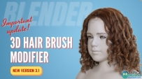 3D Hair Brush强大毛发制作工具Blender插件V3.2版