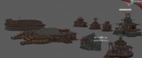 五毒教古寨古塔建筑场景3D模型全套