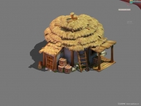 中式古代Q版小草房3D模型