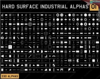 320组ZBrush与Substance硬表面alphas透明通道凹凸深度贴图合集