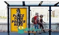 公交候车厅广告牌展示PSD模板Bus Station Poster Mockup 69563