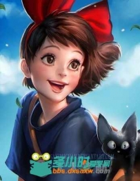 可爱女孩数字手绘艺术视频教程 Kiki Raw Video Process by Sakimichan