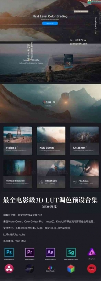 电影级3D LUT 5000+ 调色预设合集 支持AE/PR/PS/FCPX/达芬奇/SG