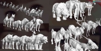 全套3D动物模型 狮子老虎大象龙蛇十二生肖怪物