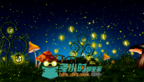 唯美萤火虫森林系星空蘑菇童话森系婚礼LED大屏幕视频背景素材
