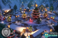 圣诞原木雪村3D环境Unity游戏素材资源