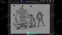 iPad绘制创意概念设计机器人战争视频教程