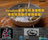 Houdini逼真牛奶液体模拟视觉特效制作视频教程