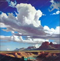 场景地形概念山石树水天场景设计原画插画